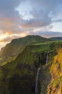 Flores island, Azores, Portugal. Ribeira do Ferreiro waterfalls Flores island, Azores, Portugal. Ribeira do Ferreiro waterfalls