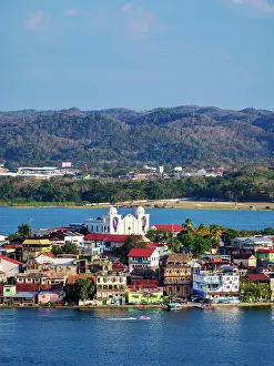 Flores Prints: Flores Island, elevated view, Peten Department, Guatemala