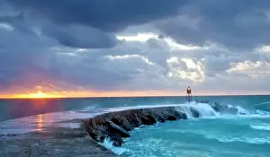 Condos Prints: Florida, North Miami Beach, Bal Harbour Lighthouse Jetty, Sunrise