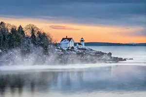 Camden Prints: Fog at Curtis Island Lighthouse on Curtis Island, Maine, USA