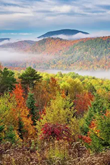 Adirondacks Prints: Fog at sunrise in autumn, Adirondack Mountains, New York, USA
