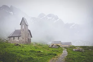 Canton Of Appenzell Prints: Fog wind up the pasture of Meglisalp, Canton of Appenzell, Alpstein, Switzerland, Europe