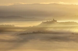 Roof Collection: Foggy morning at Castiglione Falletto during autumn at sunrise, Cuneo, Langhe e Roero