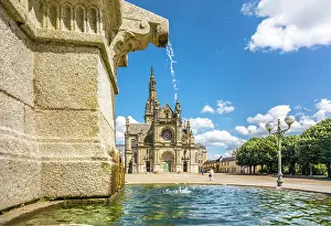 Fountain Prints: Fontaine Miraculeuse and Basilique de Sainte-Anne-d'Auray, Morbihan, Brittany, France