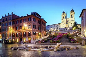 Spanish Steps Prints: Fontana Barcaccia, Spanish Steps and Triniti dei Mont