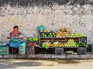 Marketplace Prints: Food stall at the street of Valladolid, Yucatan State, Mexico