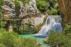Images Dated 13th September 2018: Footbridge along the Ruta De Las Pasarelas footbridge route, Rio Vero gorge, Alquezar