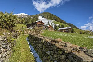 Courtyards Prints: Footpath to old mountain farms in Innervillgraten, Villgraten valley, East Tyrol, Austria