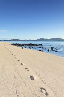Footprints on beach, Nacula Island, Yasawa Islands, Fiji