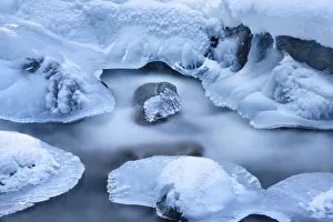 Brook Prints: Forest brook frozen in winter - Germany, Bavaria, Upper Bavaria, Garmisch-Partenkirchen