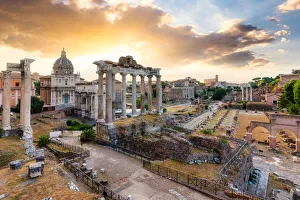 Fori Imperiali (Roman Forum) from the Campidoglio at sunrise