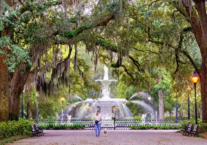 South Prints: Forsyth Fountain, Forsyth Park Savannah, Georgia, USA