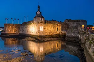 Fortified citadel of Concarneau by night, Britanny, France