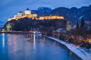 Architechture Prints: The fortress of Kufstein at evening, Kufstein, Innsbruck Land, Austria, Europe