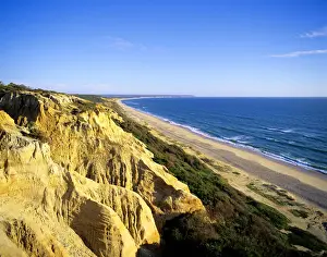 Fossil Prints: Fossil Cliffs Nature Reserve along the Costa da Caparica coastline. Portugal