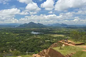 Asien Prints: The foundations of an ancient monastery on the summit of Sigiriya Rock, Sigiriya