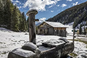 Drinking Fountain Prints: Fountain on the Alp Unterstalleralm, Innervillgraten, Villgraten valley, East Tyrol
