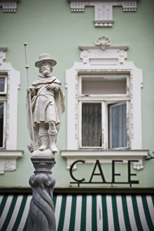 Lower Austria Gallery: Fountain Detail & Cafe, Melk, Wachau, Lower Austria, Austria