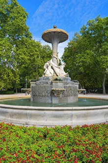Fountains Prints: Fountain of the Galapagos in El Retiro Park, Madrid, Spain