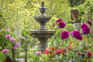 Monastery Garden Prints: Fountain in the garden of Hornbach Monastery in Hornbach, Rhineland-Palatinate, Germany