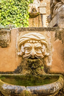 Head Prints: Fountain in the garden of the Raixa estate, Bunyola, Mallorca, Balearic Islands, Spain