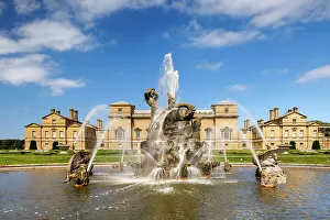 Holkham Prints: Fountain and Holkham Hall, Norfolk, England