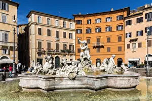 Fountain of Neptune, Piazza Navona, Rome, Lazio, Italy