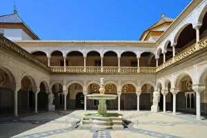 Fountain in the Patio of Casa de Pilatos, Sevilla, Andalusia, Spain