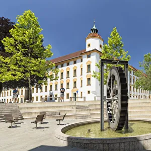 Urban Scene Prints: Fountain in pedestrian area, Residenz am Residenzplatz, Kempten, Allgau, Swabia, Bavaria
