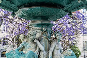 Fountain Prints: Fountain of Rossio in Dom Pedro IV Square, Lisbon, Portugal, Europe