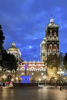 Nightfall Prints: Fountain of Saint Michael the Archangel and Our Lady of the Immaculate Conception Cathedral Basilica