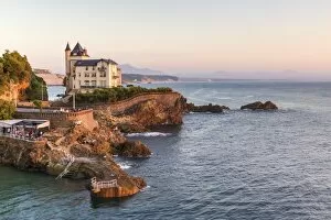 France, Aquitaine, Pyrenees Atlantiques, Biarritz. Old mansion on the cliffs