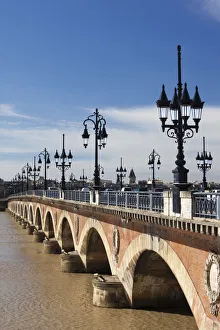 France, Aquitaine Region, Gironde Department, Bordeaux, Pont de Pierre bridge, Garonne