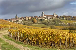 Images Dated 3rd February 2021: France, Bourgogne-Franche-ComtAA©, Burgundy, Yonne, Vezelay surrounded by vines in