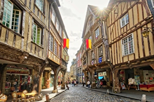 Historic Buildings Prints: France, Brittany, Bretagne. Côtes-d'Armor. Dinan. Old part of the city