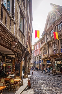 Historic Buildings Prints: France, Brittany, Bretagne. Côtes-d'Armor. Dinan. Old part of the city