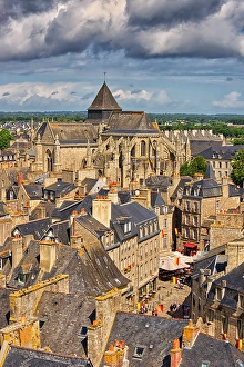 Urban Landscape Prints: France, Brittany, Bretagne. Côtes-d'Armor. Dinan. Old part of the city