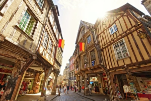 Historic Buildings Prints: France, Brittany, Bretagne. Côtes-d'Armor. Dinan. Old part of the city
