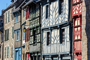 Timber Framed Prints: France, Brittany, Cotes d'Armor, Treguier town, old town