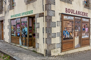 Bread Prints: France, Brittany, Finistere, Guerlesquin village, facade painting