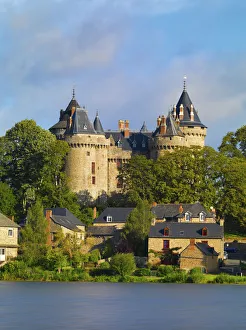 North France Prints: France, Brittany, Ille et Vilaine, Cambourg, Chateau de Cambourg with lake infront