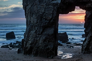 Rock Arch Prints: France, Brittany, Morbihan, wild coast, Port Blanc rock arch