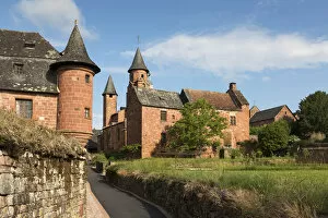 Images Dated 27th June 2017: France, Correze, Limousin, Collonges-la-Rouge, Castel de Vassinhac and Church of St