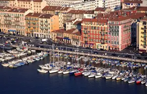 Nice Prints: France, Cote D Azur, Nice; Yachts in the Bassin du Commerce seen from the Parc du Chateau