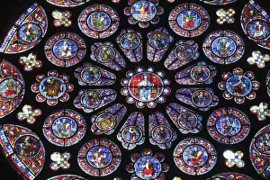Images Dated 18th October 2010: France, Eure-et-Loire, Chartres, Chartres Cathedral, The South Rose Window depicting