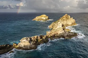 Guadeloupe Prints: France, Guadeloupe, Elevated view of some cliffs at the Pointe des Chateaux
