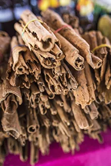 Images Dated 14th July 2020: France, Guadeloupe, Pointe-a-Pitre, Cinnamon sticks at the Saint Antoine market