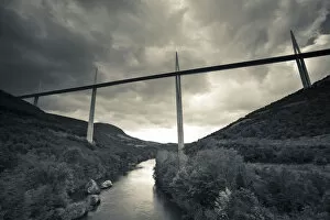 Images Dated 23rd May 2011: France, Midi-Pyrenees Region, Aveyron Department, Millau, Millau Viaduct Bridge