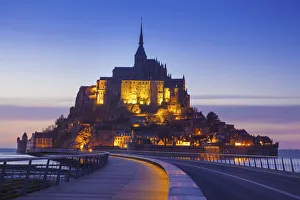 France, Normandy, Le Mont Saint Michel at dusk