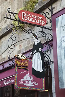 France, Normandy, Mont St. Michel, Restaurant Sign
